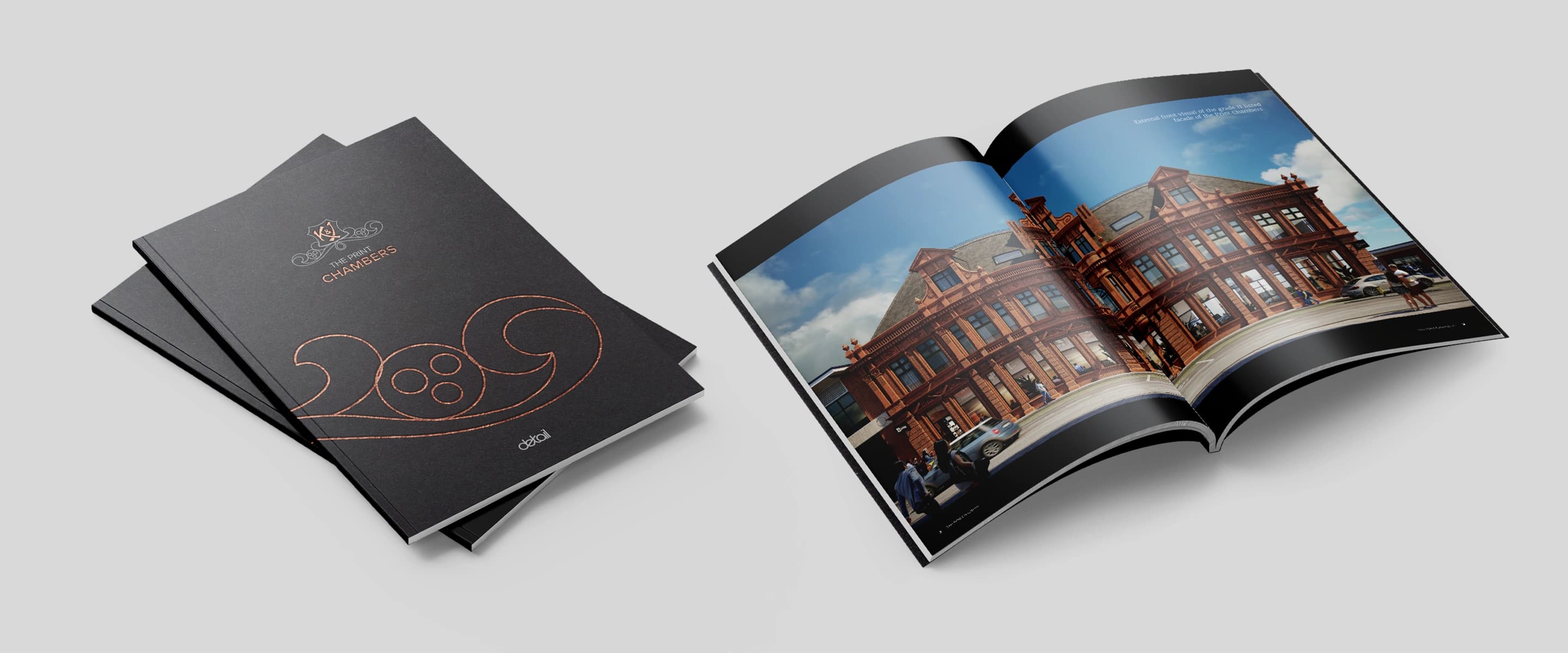 The Print Chambers property sales brochure for Detail DMC: closed cover and open spread